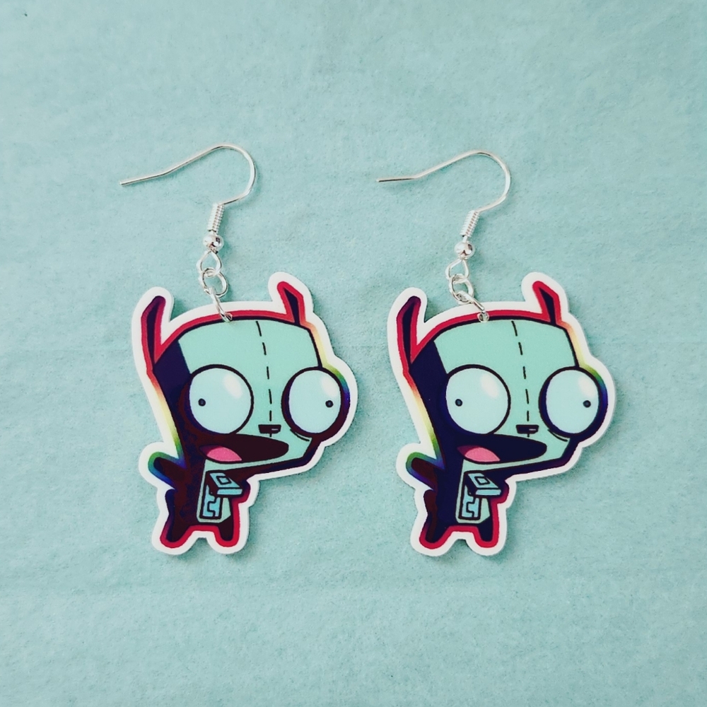 🔮3/$15 Invader Zim Gir Flatback Earrings